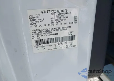 2014 Ford F-150 Xl z USA, uszkodzony, nr VIN 1FTEX1EM6EKG24285